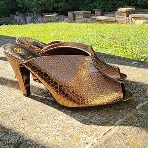J.Renee High Heel Sandal, Copper Metallic Snakeskin Look, Size 8